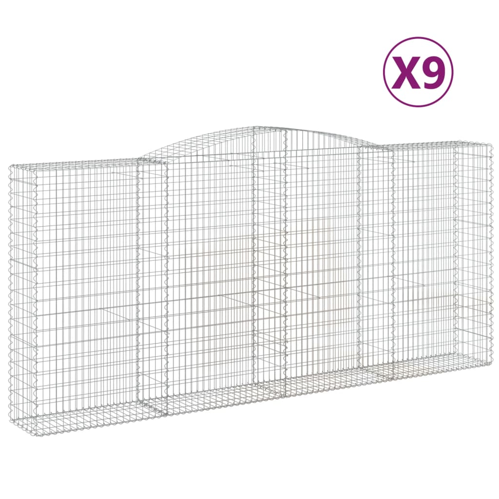 Gabionkurver buede 9 stk 400x50x180/200 cm galvanisert jern