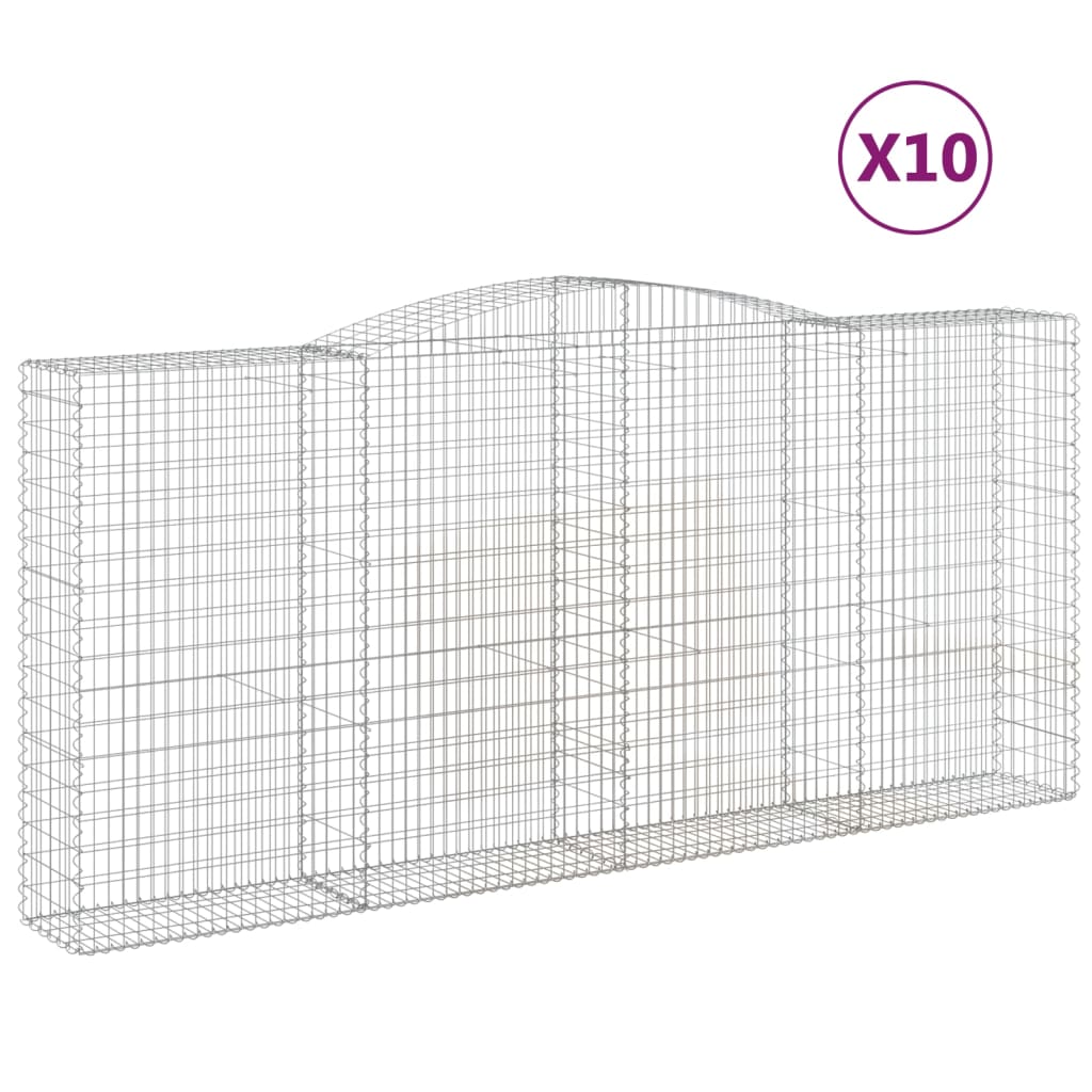 Gabionkurver buede 10 stk 400x50x180/200 cm galvanisert jern