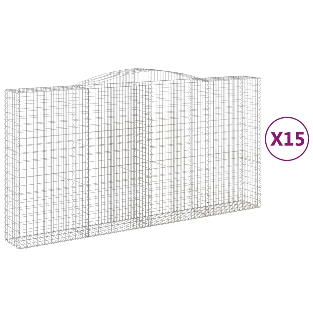 Gabionkurver buede 15 stk 400x50x200/220 cm galvanisert jern