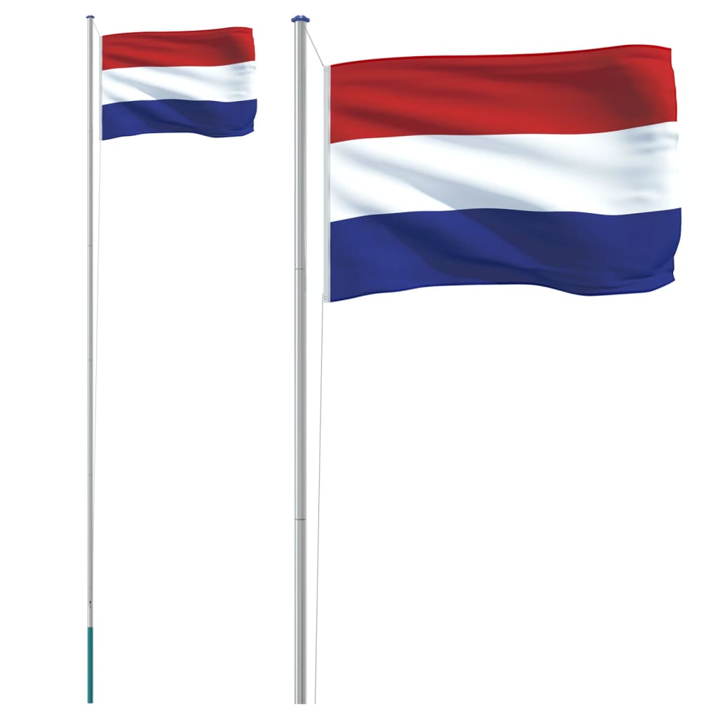 Nederlandsk flagg og stang 6,08 m aluminium