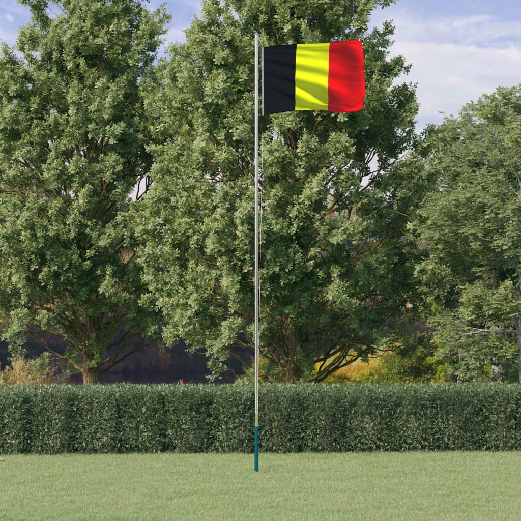 Belgisk flagg og stang 6,08 m aluminium