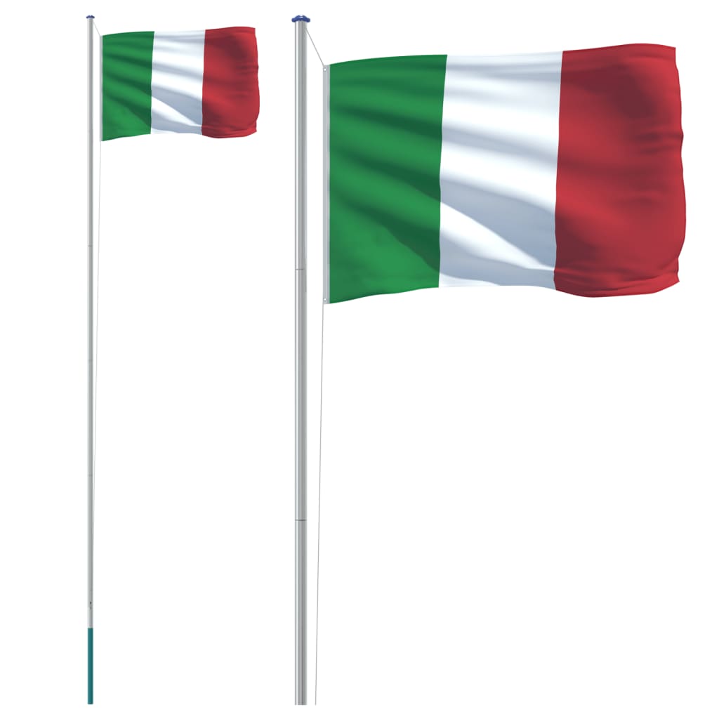 Italiensk flagg og stang 6,08 m aluminium