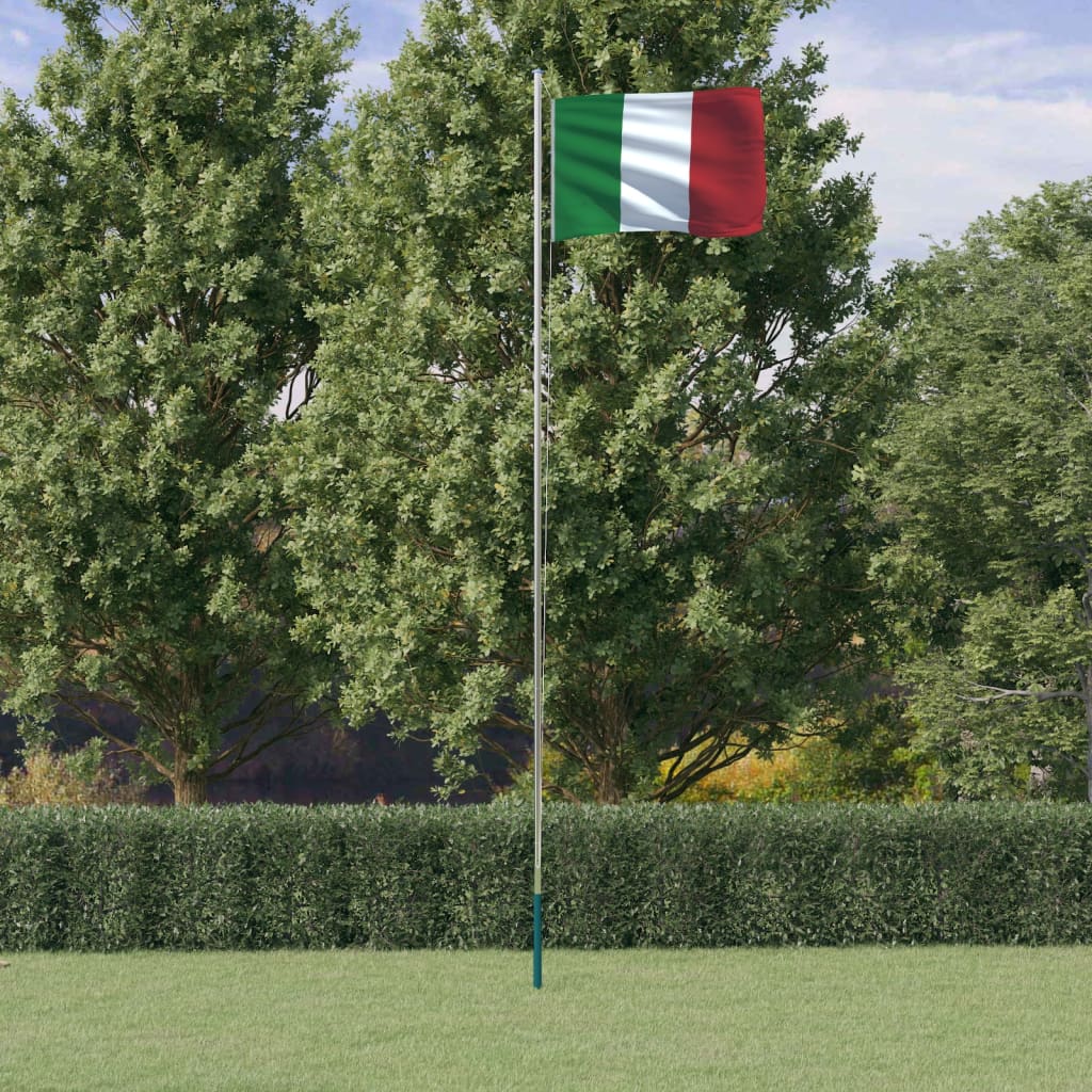 Italiensk flagg og stang 6,08 m aluminium