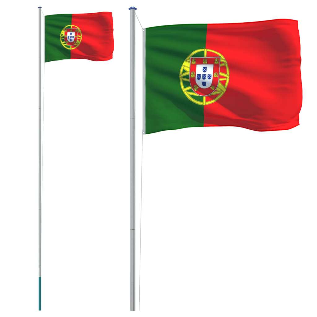 Portugisisk flagg og stang 6,08 m aluminium