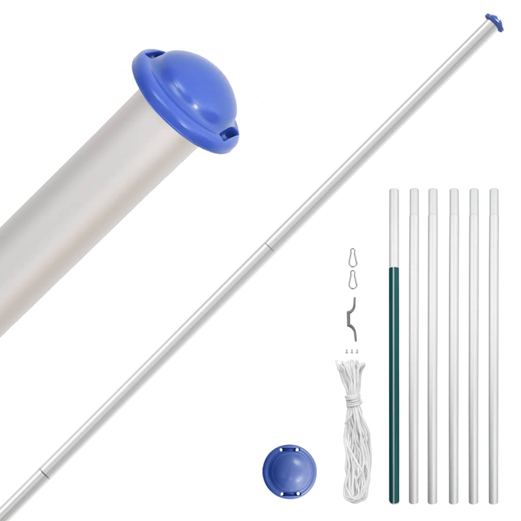 Amerikansk flagg og stang 6,08 m aluminium