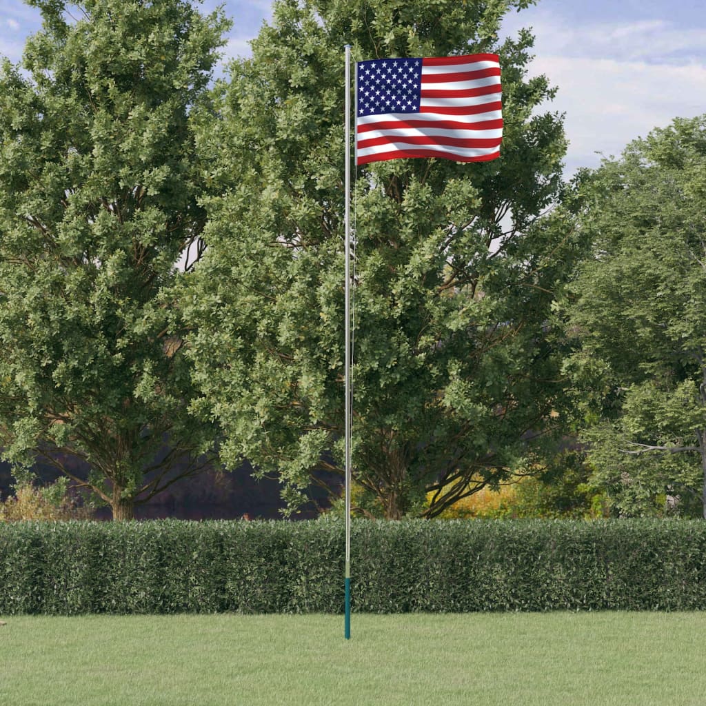 Amerikansk flagg og stang 6,23 m aluminium