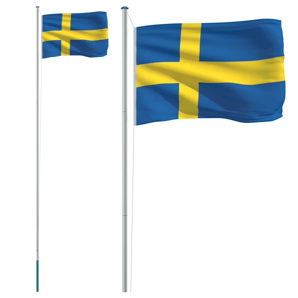 Svensk flagg og stang 6,08 m aluminium