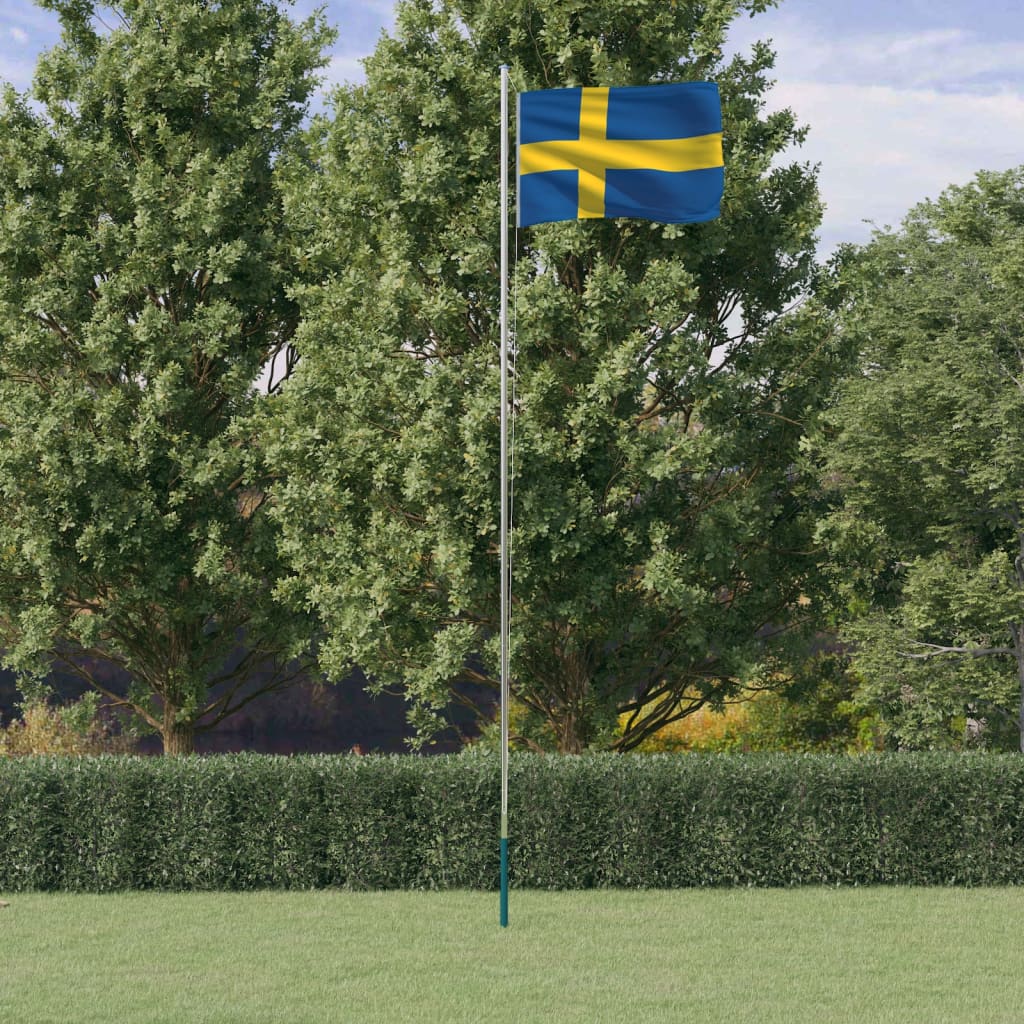 Svensk flagg og stang 6,08 m aluminium