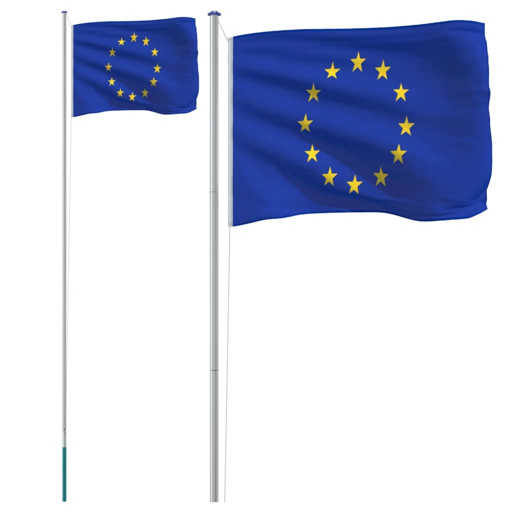 Europeisk flagg og stang 6,08 m aluminium