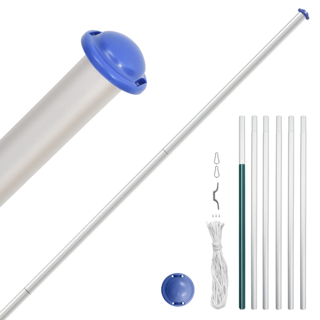 Tyrkisk flagg og stang 6,08 m aluminium