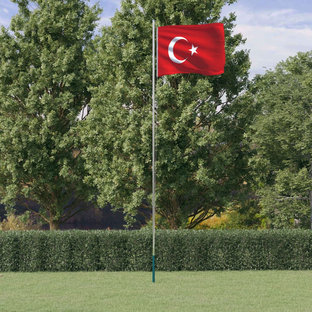 Tyrkisk flagg og stang 6,08 m aluminium