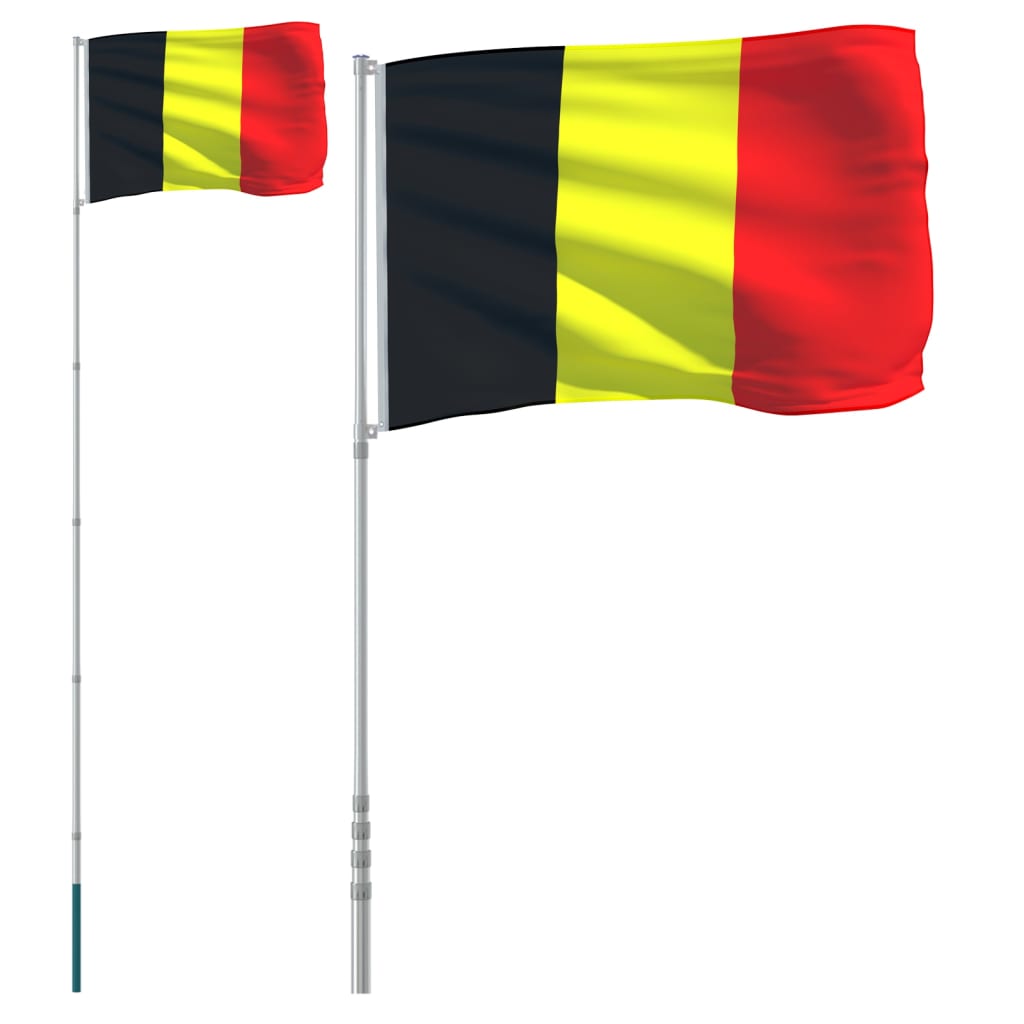 Belgisk flagg og stang 5,5 m aluminium