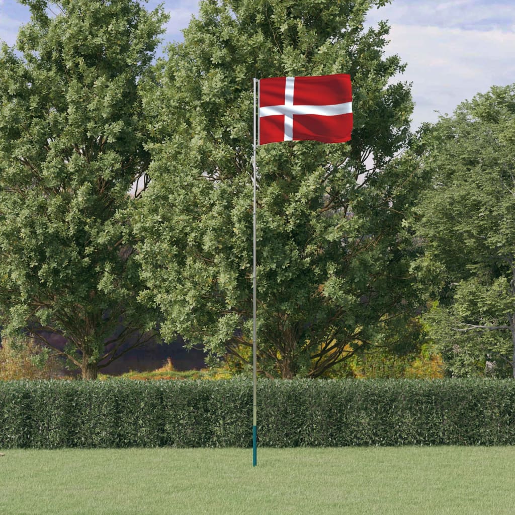 Dansk flagg og stang 5,5 m aluminium