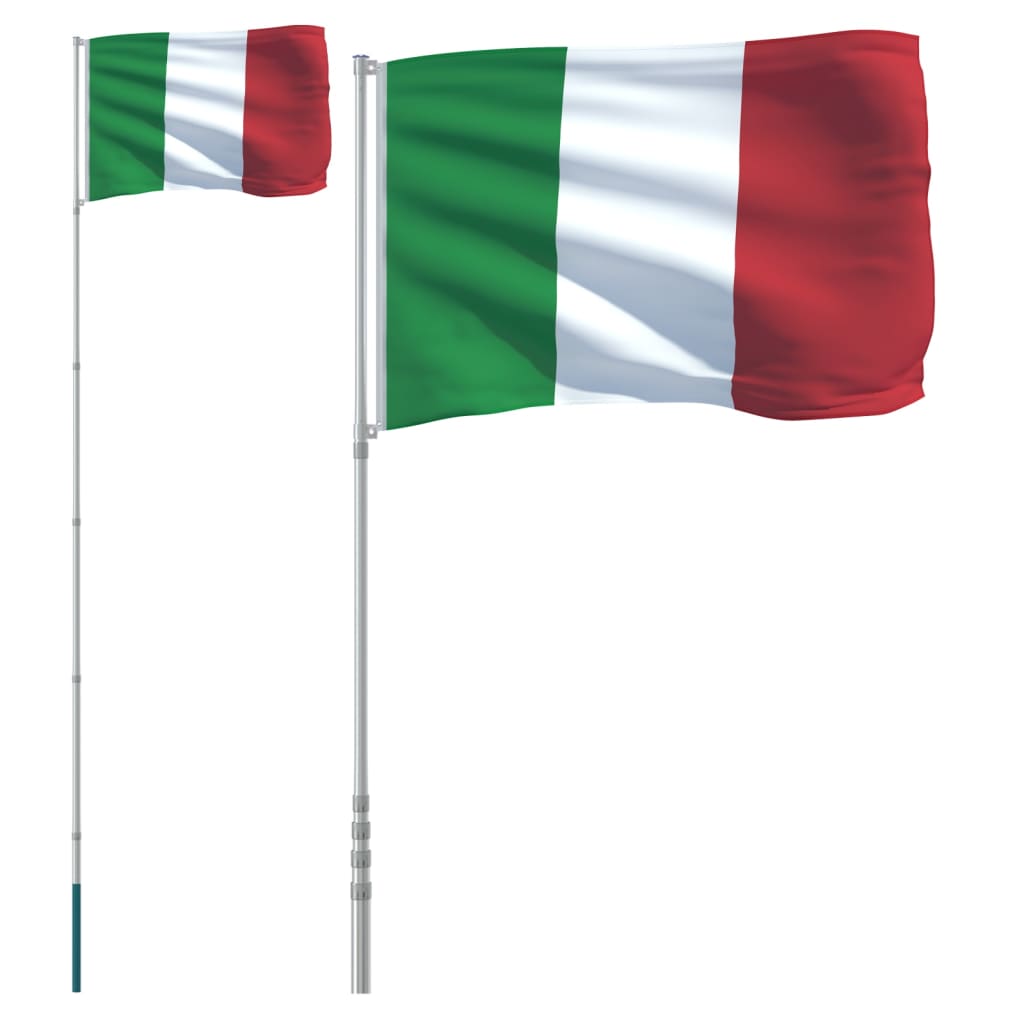Italiensk flagg og stang 5,5 m aluminium