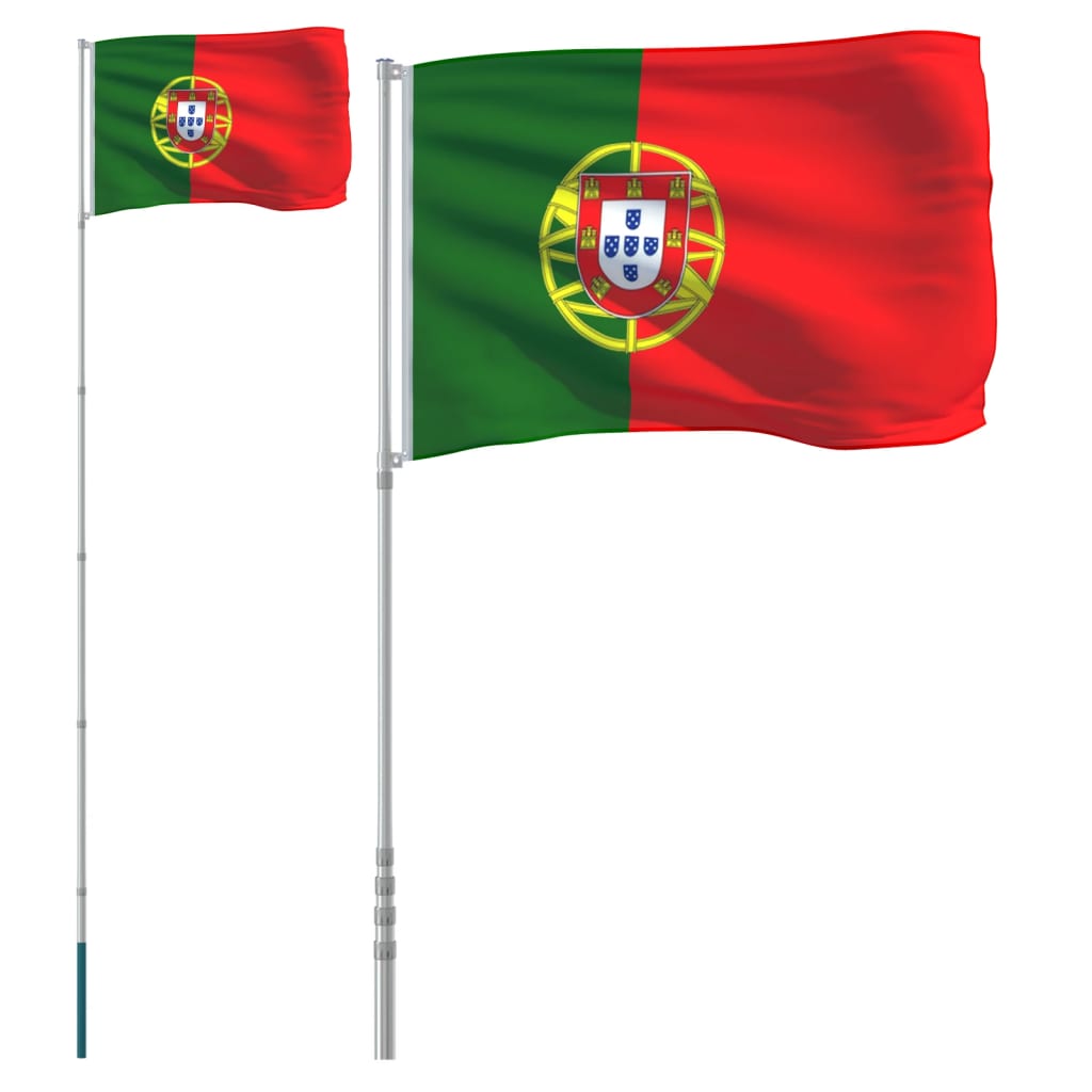 Portugisisk flagg og stang 5,5 m aluminium