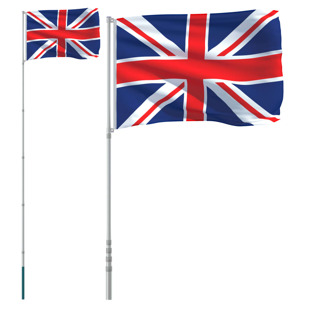 Britisk flagg og stang 5,5 m aluminium