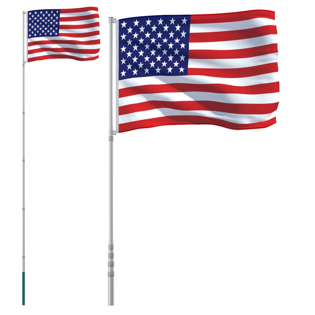 Amerikansk flagg og stang 5,5 m aluminium