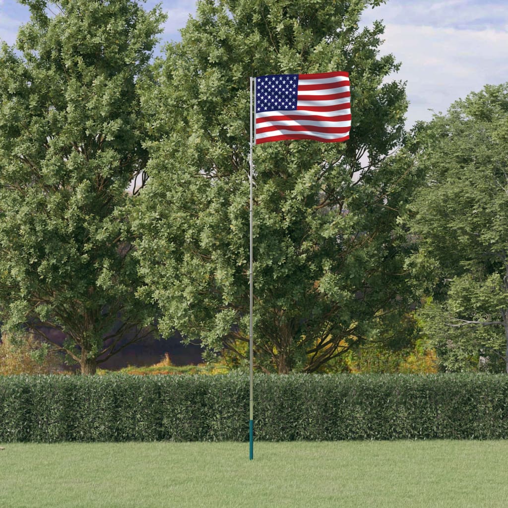Amerikansk flagg og stang 5,55 m aluminium
