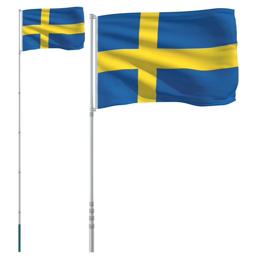 Svensk flagg og stang 5,5 m aluminium