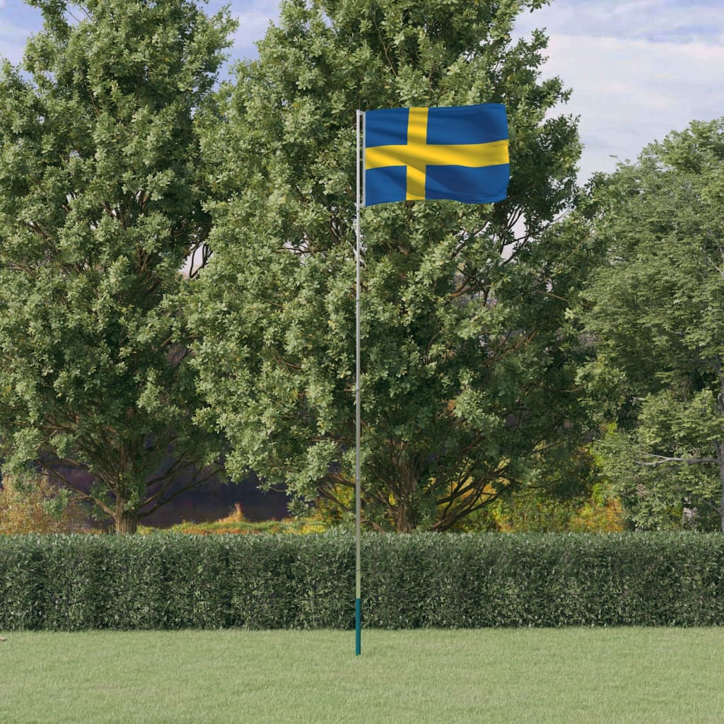Svensk flagg og stang 5,5 m aluminium