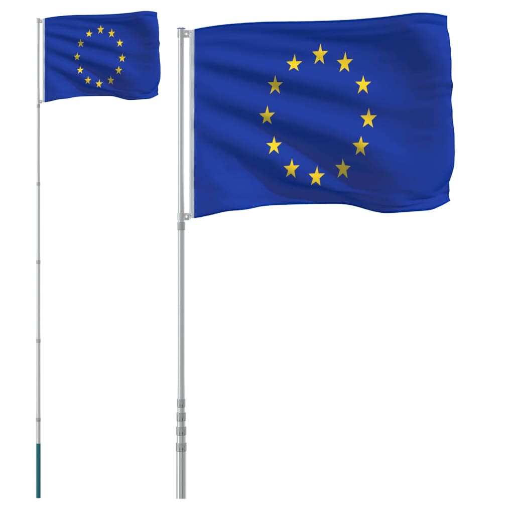Europeisk flagg og stang 5,5 m aluminium