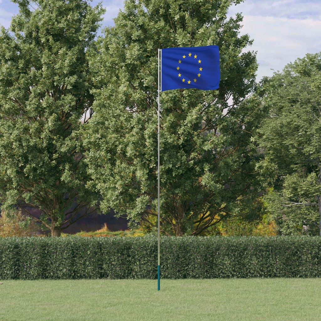 Europeisk flagg og stang 5,5 m aluminium