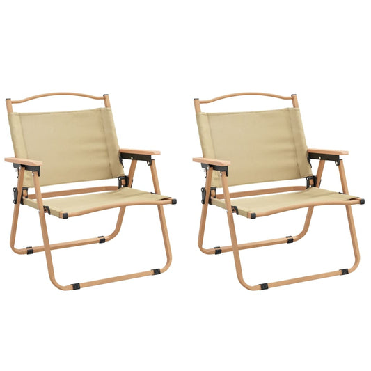 Campingstoler 2 stk beige 54x43x59 cm oxfordstoff