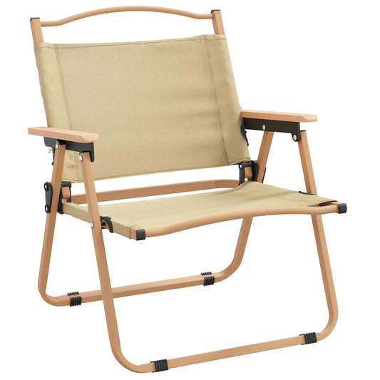 Campingstoler 2 stk beige 54x43x59 cm oxfordstoff