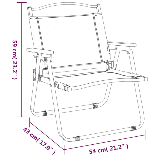 Campingstoler 2 stk beige 54x43x59 cm oxfordstoff