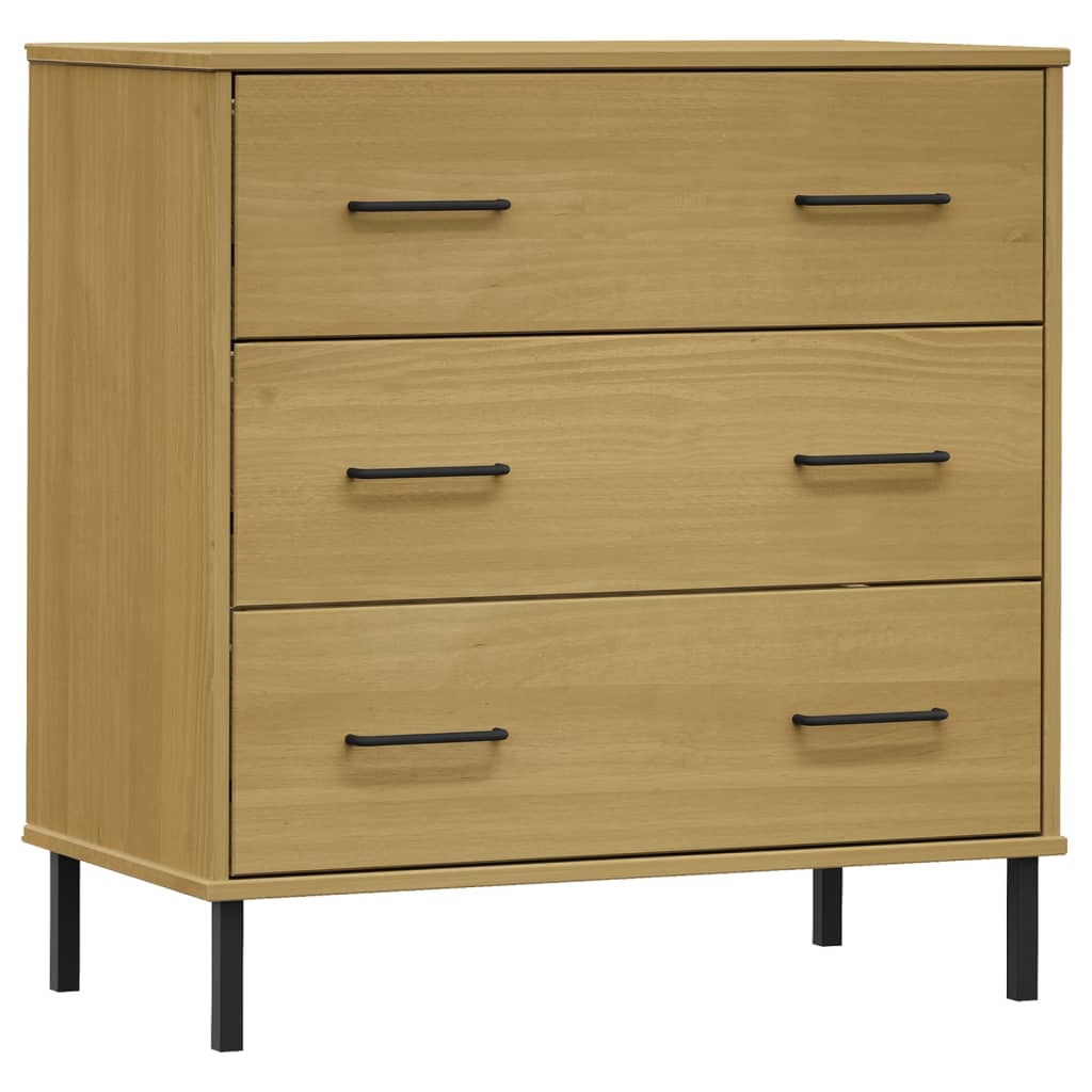 Skjenk med 3 skuffer brun 77x40x79,5 cm heltre OSLO