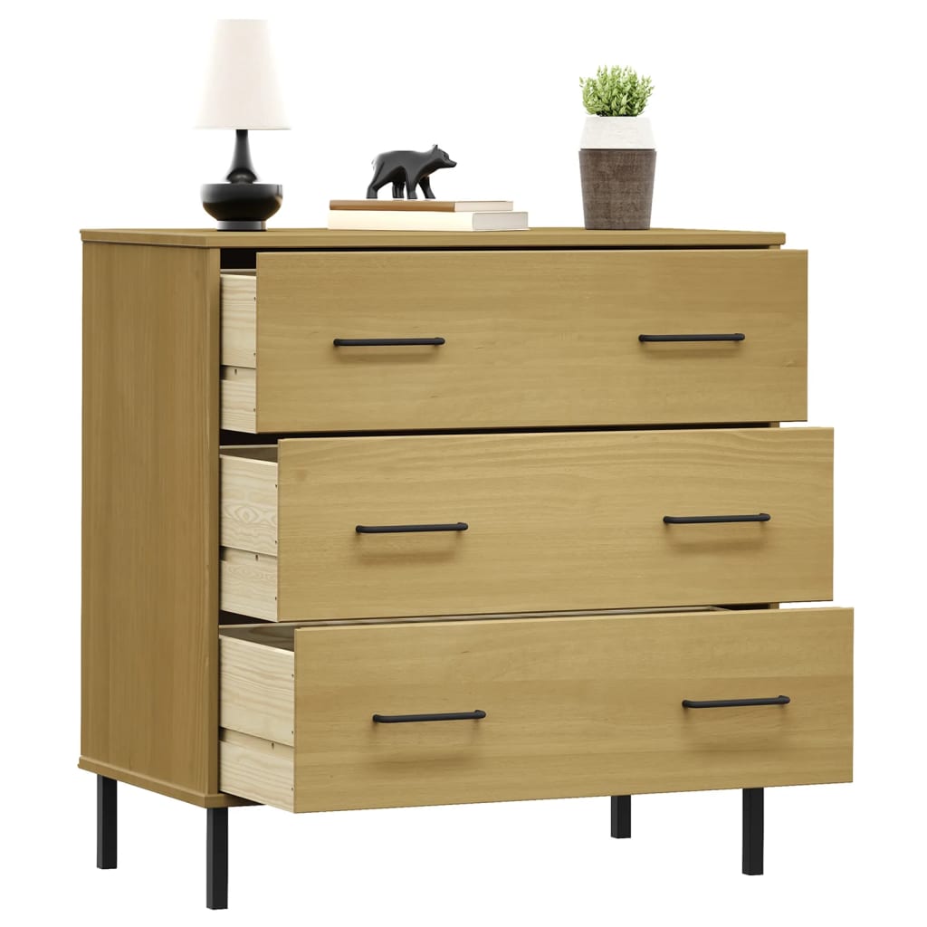 Skjenk med 3 skuffer brun 77x40x79,5 cm heltre OSLO
