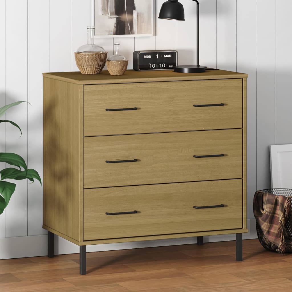 Skjenk med 3 skuffer brun 77x40x79,5 cm heltre OSLO