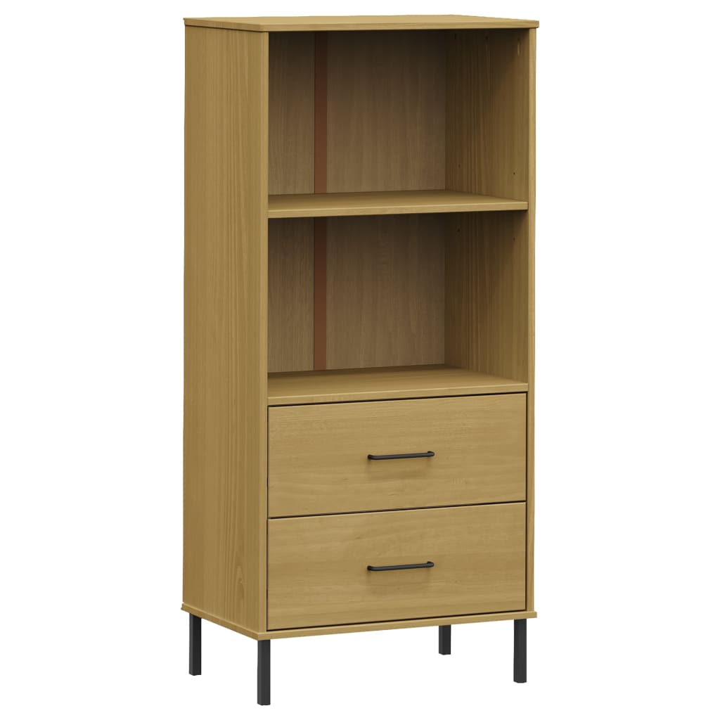 Bokhylle med 2 skuffer brun 60x35x128,5 cm heltre OSLO