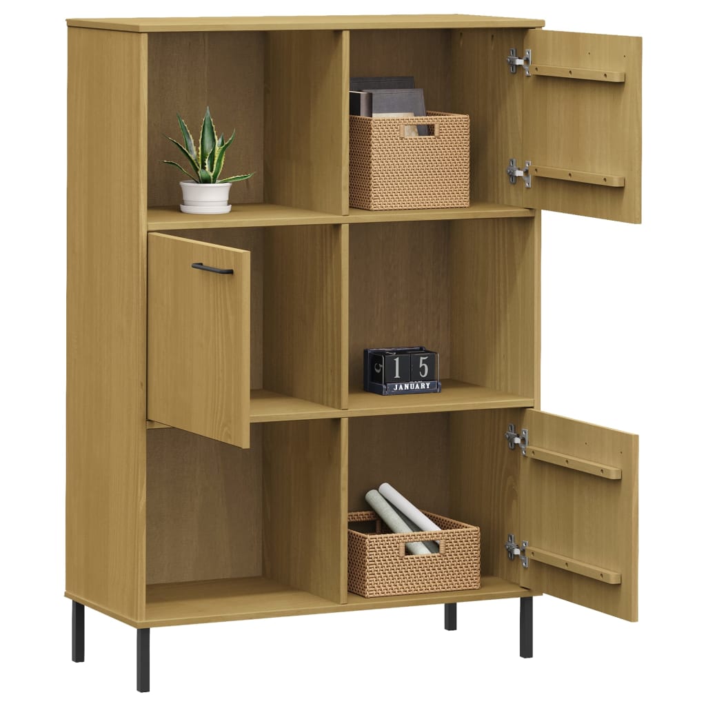Bokhylle med metallben brun 90x35x128,5 cm heltre OSLO