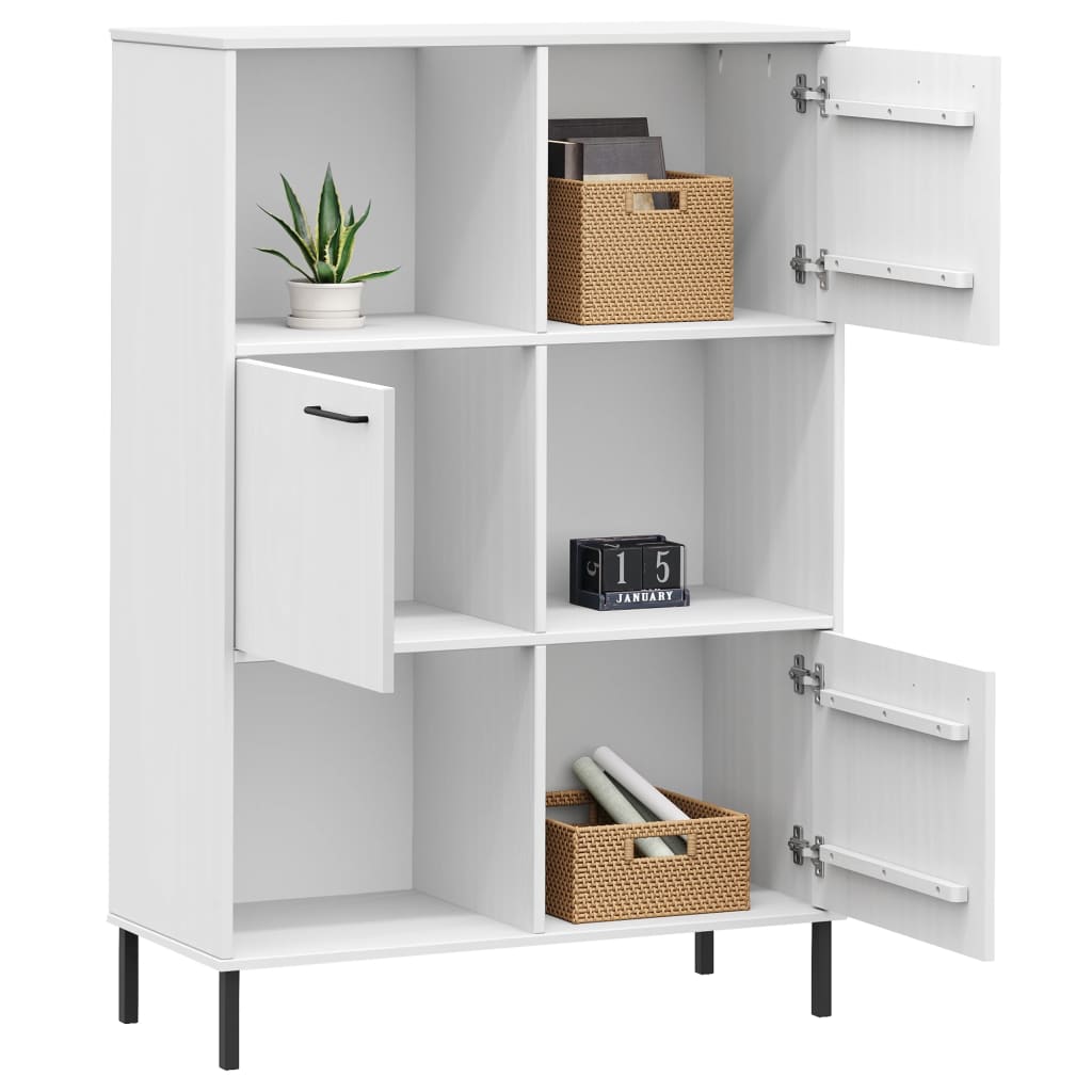 Bokhylle med metallben hvit 90x35x128,5 cm heltre OSLO