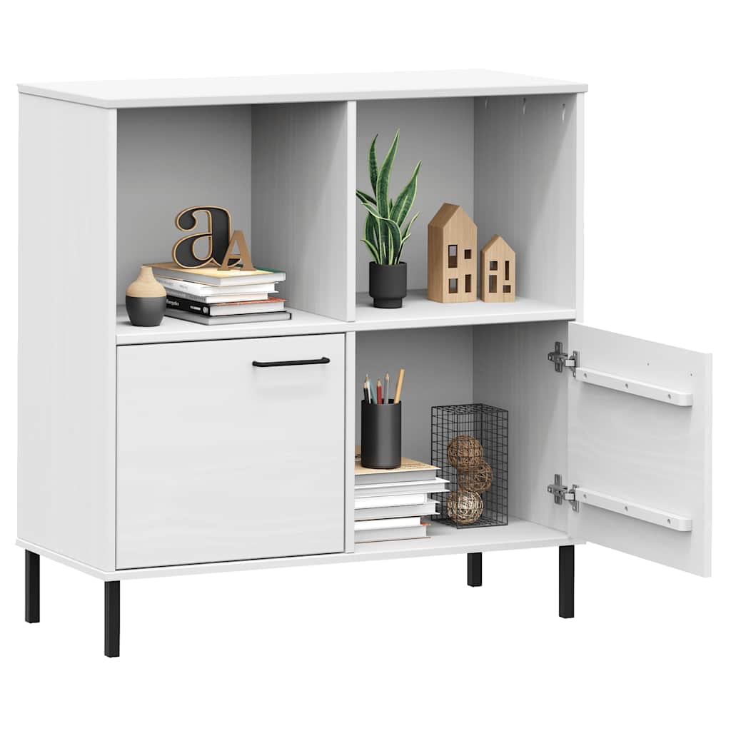 Bokhylle med metallben hvit 90x35x90,5 cm heltre OSLO