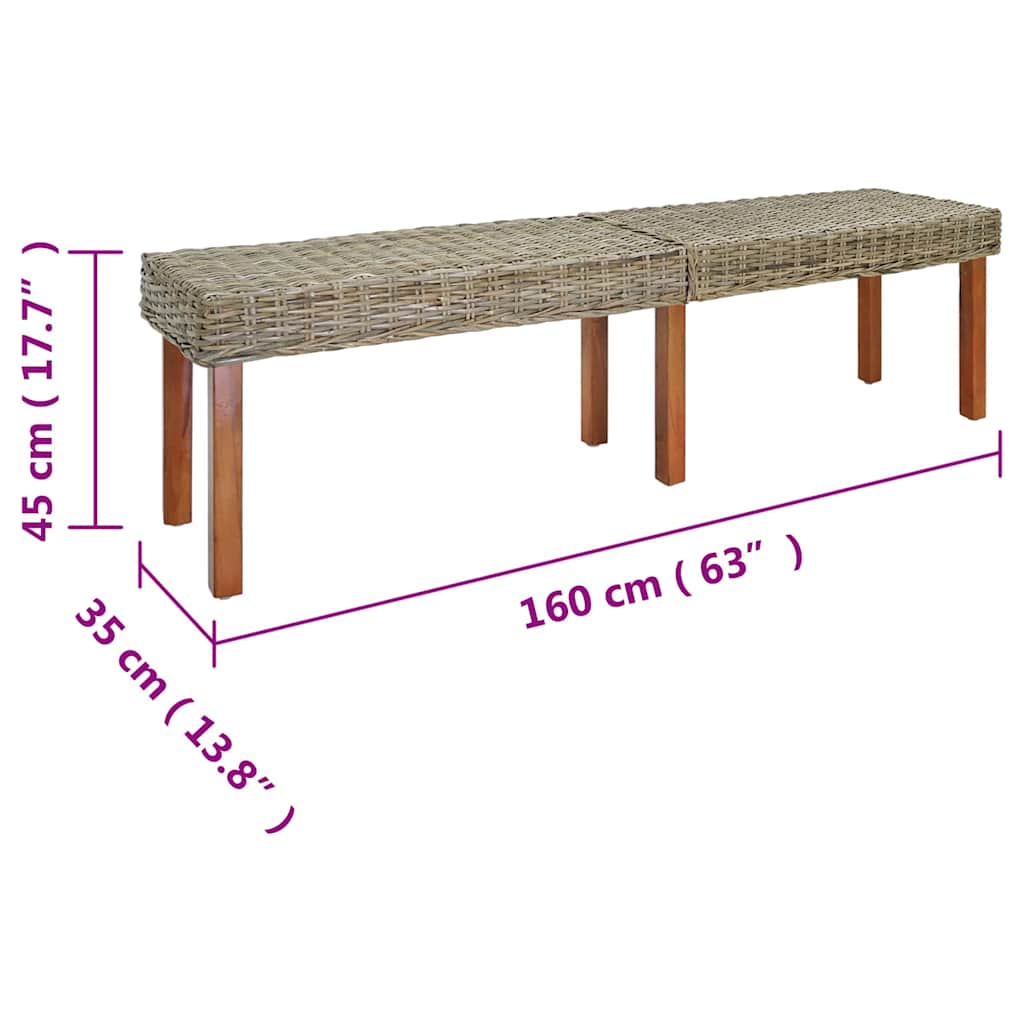 benk Naturlig 160 x 35 x 45 cm Massiv mango tre