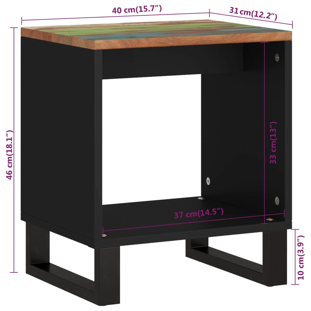Salongbord 40x31x46 cm gjenvunnet heltre og konstruert tre
