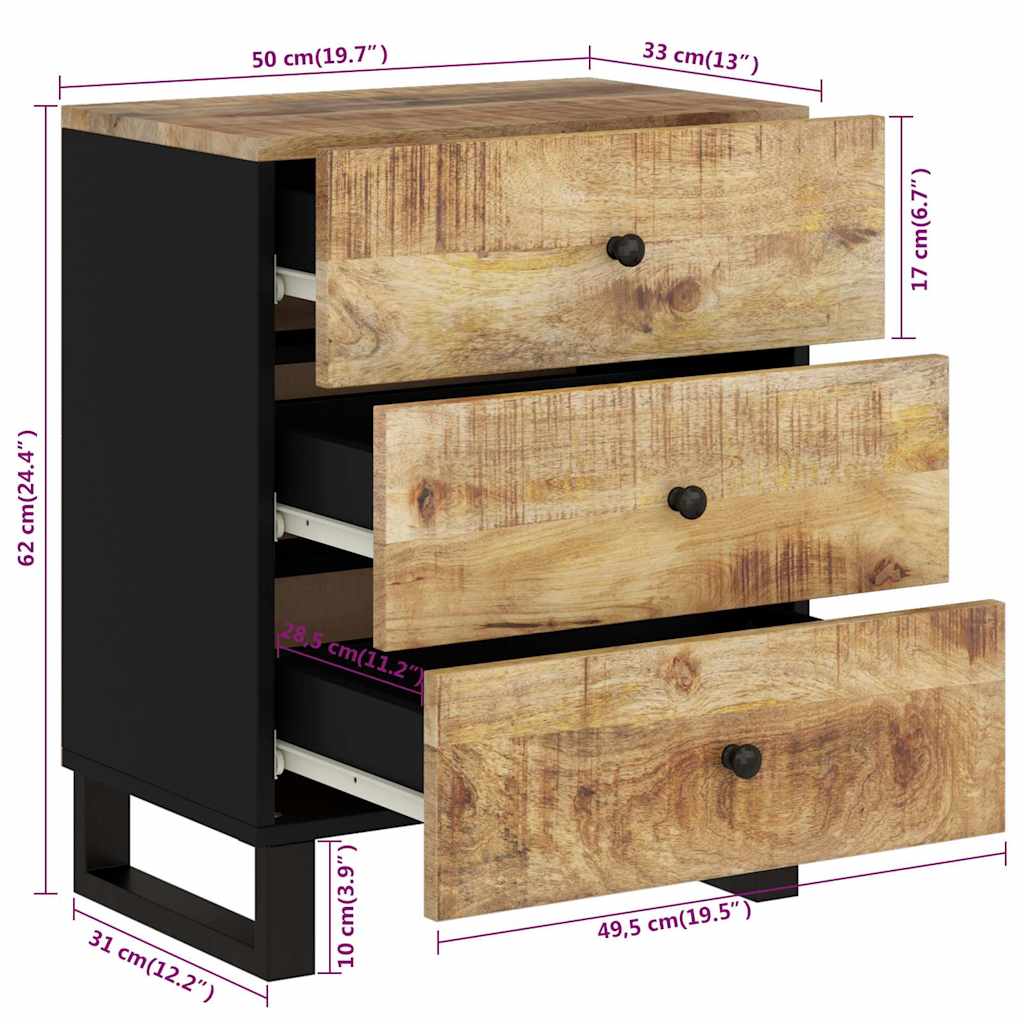 Nattbord 50x33x62 cm heltre mango og konstruert tre