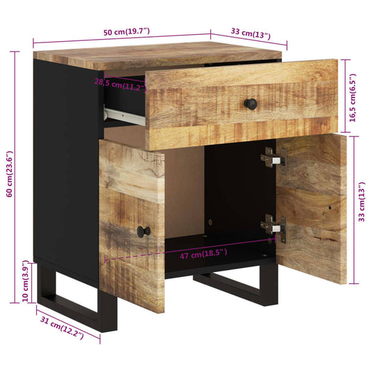 Nattbord 50x33x60 cm heltre mango og konstruert tre