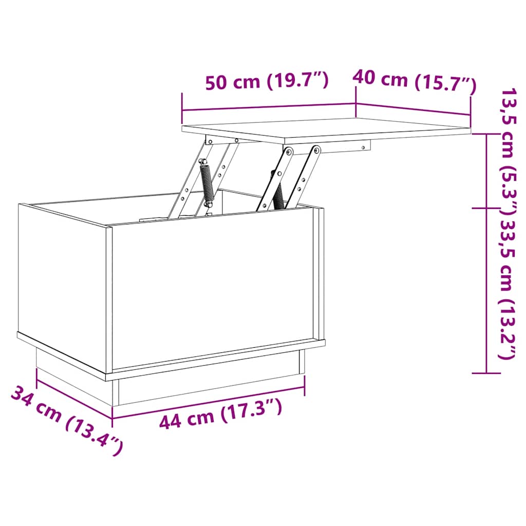 Salongbord hvit 40x50x35 cm heltre furu