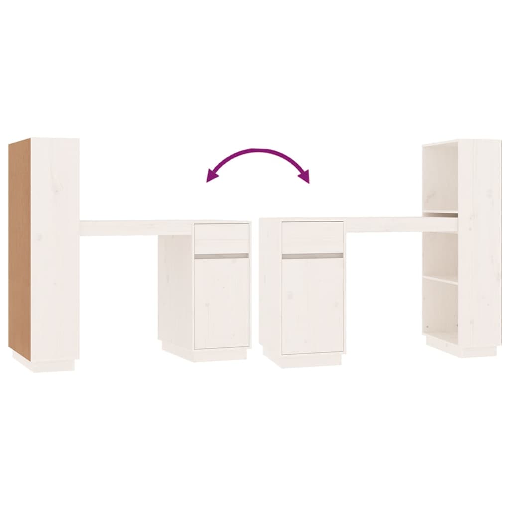 Skrivebord hvit 110x53x117 cm heltre furu