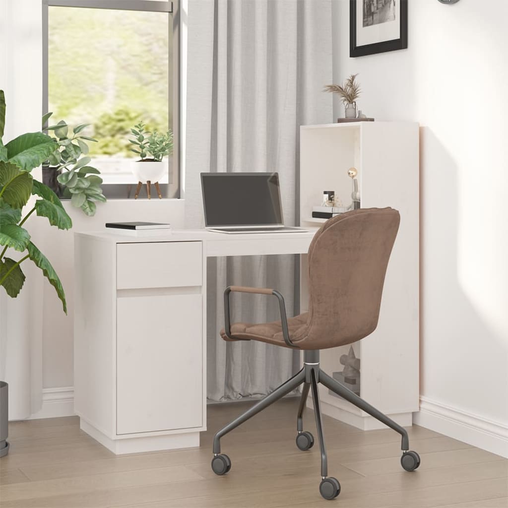 Skrivebord hvit 110x53x117 cm heltre furu