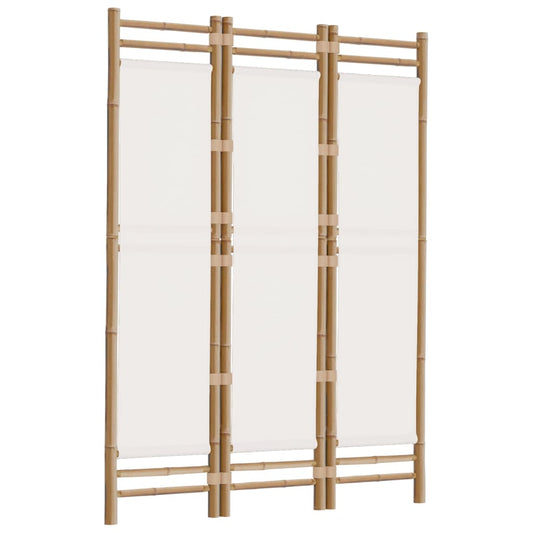 Sammenleggbar romdeler 3 paneler 120 cm bambus og lerret