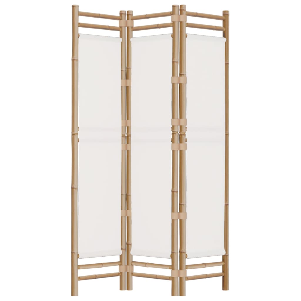 Sammenleggbar romdeler 3 paneler 120 cm bambus og lerret