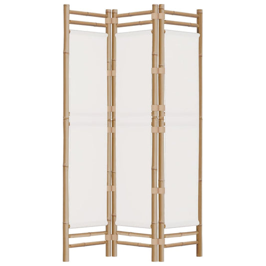 Sammenleggbar romdeler 3 paneler 120 cm bambus og lerret