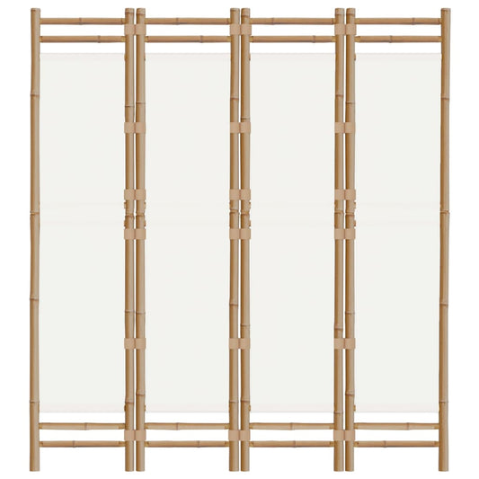Sammenleggbar romdeler 4 paneler 160 cm bambus og lerret