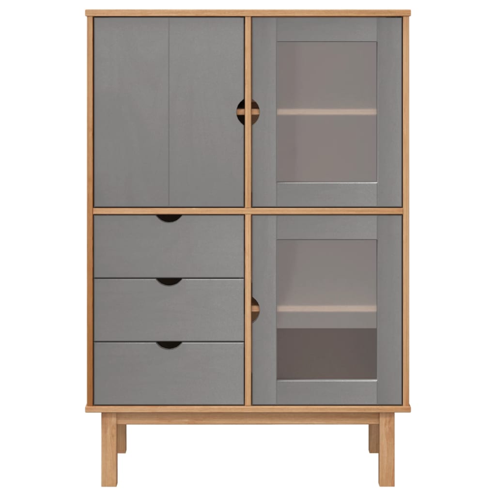 Highboard OTTA brun og grå 85x43x125 cm heltre furu