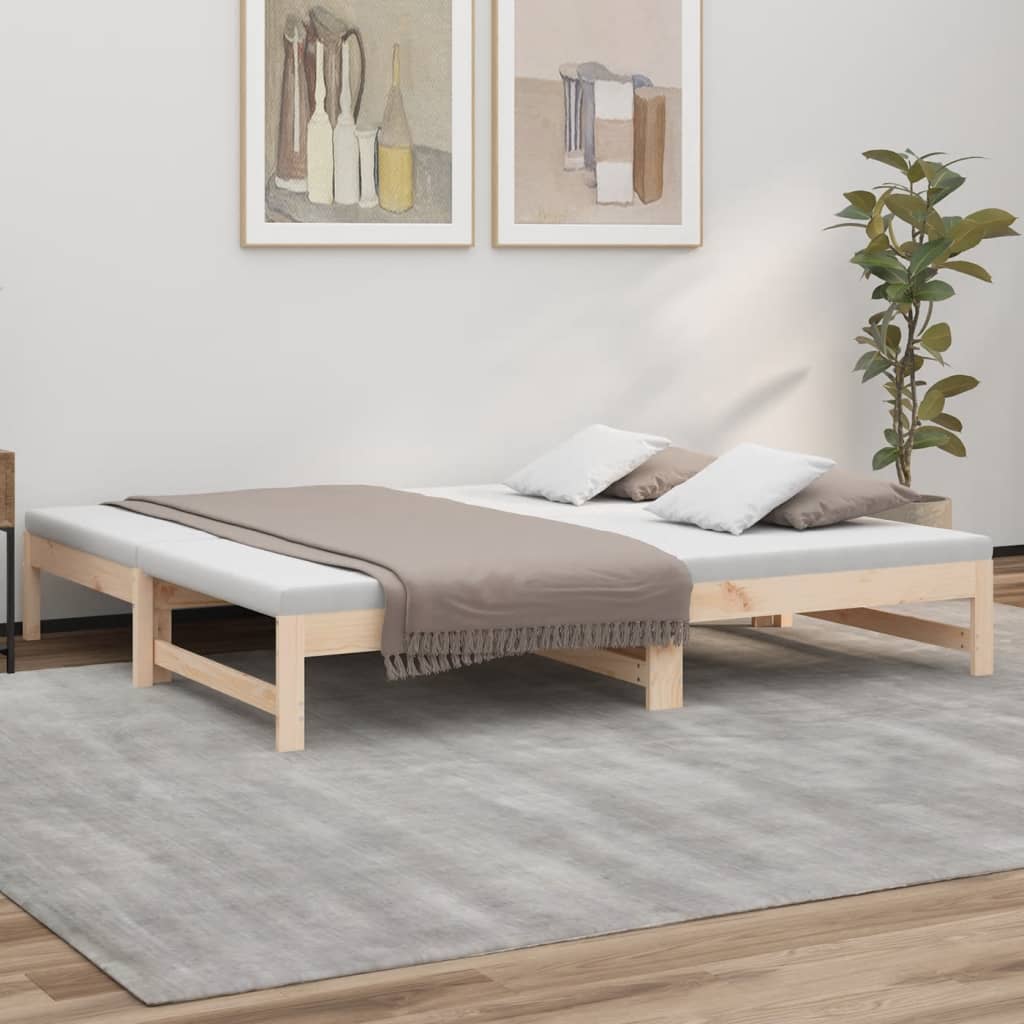 Uttrekkbar dagseng 2x(75x190) cm heltre furu