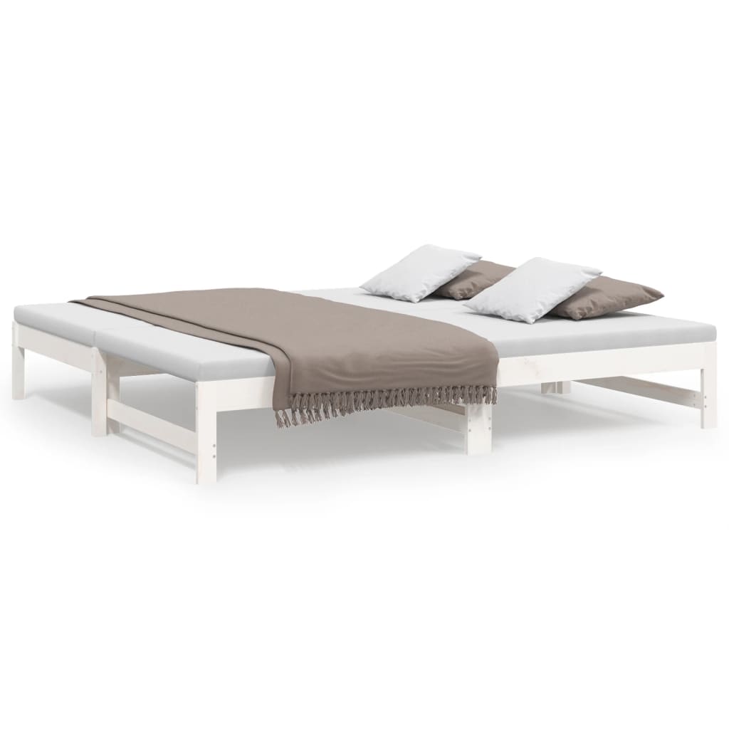Uttrekkbar dagseng hvit 2x(75x190) cm heltre furu